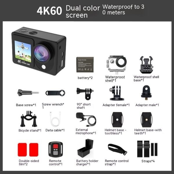 Waterproof 30 M True 4K Riding Camera Anti-shake Wide Angle HD Action Camera - Image 2