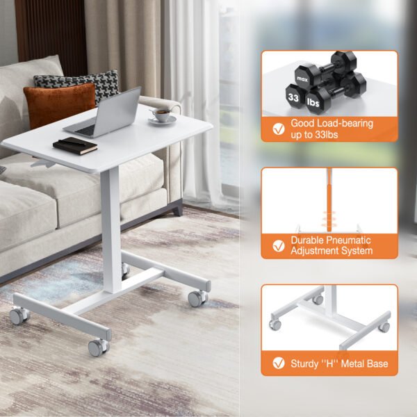 Adjustable Rolling Desk Laptop Computer Cart For Home  Office  Classroom Overbed Table - Image 2