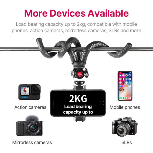 Black Octopus Mobile Phone Clip Gimbal Tripod Set - Image 7