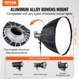 VEVOR Parabolic Softbox 33 In Quick Release & Quick Fold & Portable