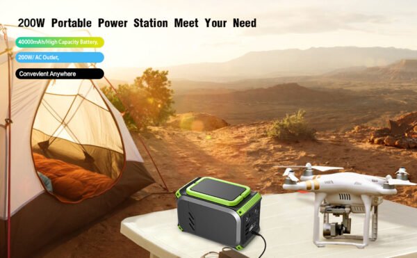 110V Camping Power Station,148Wh 200 W Solar Generator,40000mAh Emergency Power Supply Home Battery Backup For Camping - Image 8