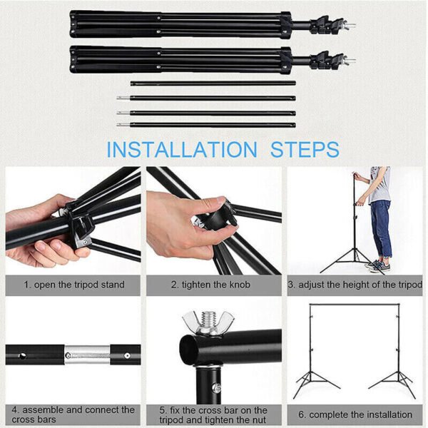 Adjustable Photography Background Support Stand Photo Backdrop Crossbar Kit - Image 9