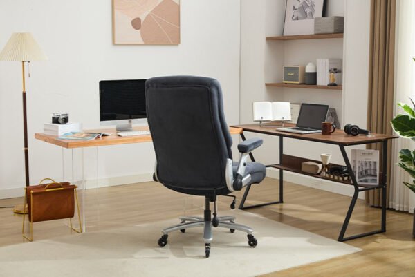 Big And Tall Office Chair 500lbs With Adjustable Lumbar Support, Fabric Executive Computer Chair With 2D Flip-up Armrests, Ergonomic Chair Quiet Rubber Wheels, Extra Wide Seat, Adjustable Headrest - Image 7