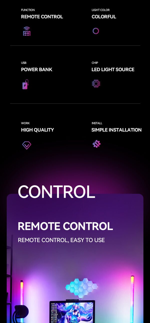 LED Corner Ambience Light Split Floor Bedroom Decoration RGB Remote Control Floor Lamp - Image 8