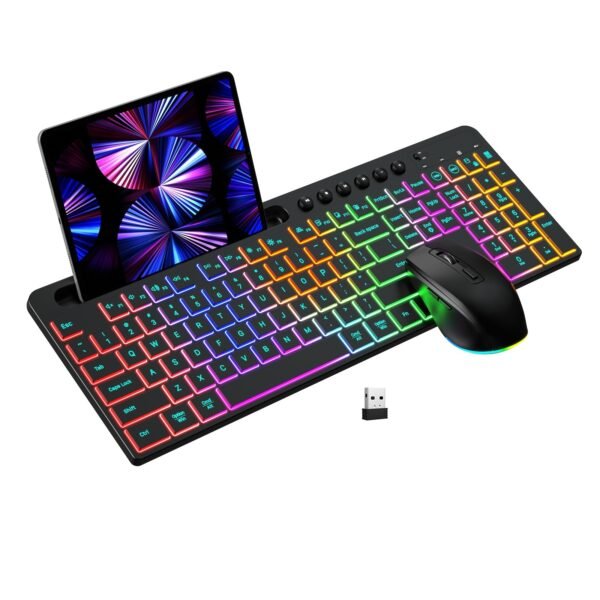 Wireless Keyboard And Mouse One-piece Set With Card Slot Luminous Ergonomic Business Office - Image 7