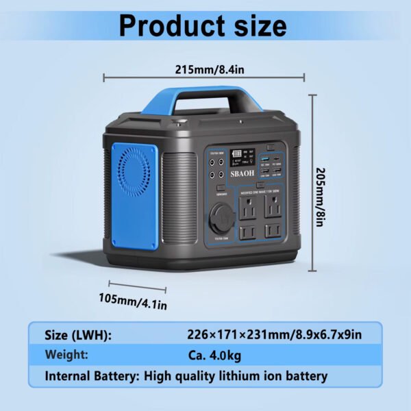 300W Portable Power Station,296Wh 80000Mah Backup Lithium Battery,Solar Generator For Home And Outdoor Emergency Power Outage,Solar Panel Is Not Included - Image 6