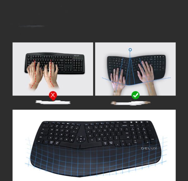Colorful Gm902 Wireless Bluetooth Ergonomic Mute Scissor Foot Laptop Rechargeable 104 Keyboard - Image 2