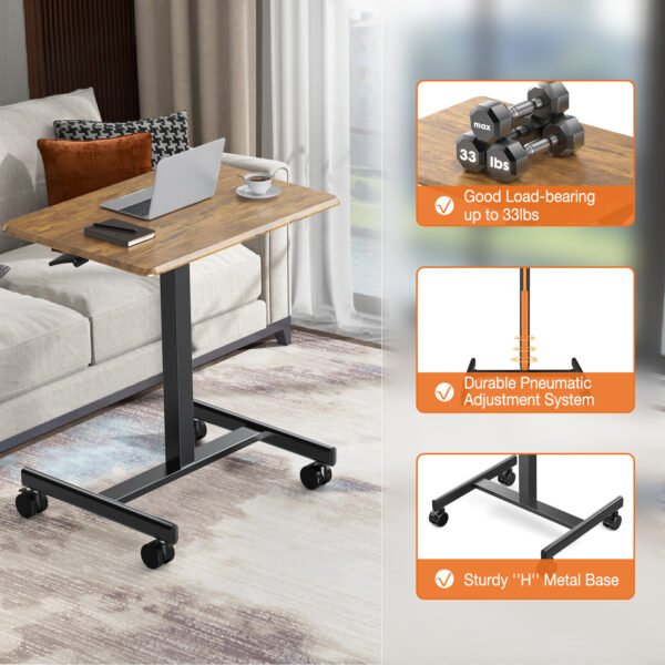 Adjustable Rolling Desk Laptop Computer Cart For Home  Office  Classroom Overbed Table - Image 9