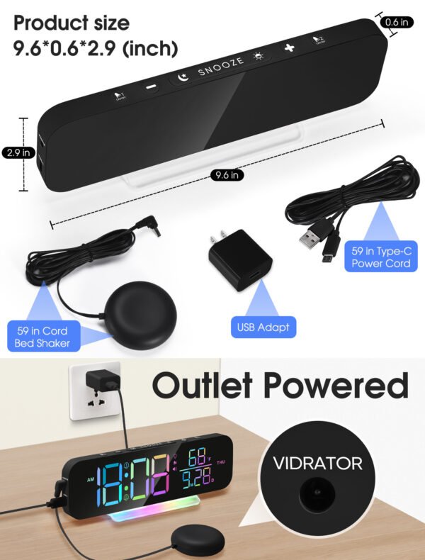 LED Digital RGB Magic Color Desk Clock With Vibration - Image 6