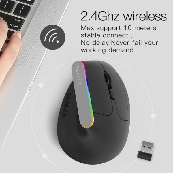 Colorful M618C RGB Vertical Wireless Ergonomic Hand-held Straight Mouse - Image 5