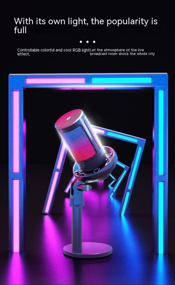 Condenser Microphone RGB Colorful Live Broadcast Wired Microphone - Image 5