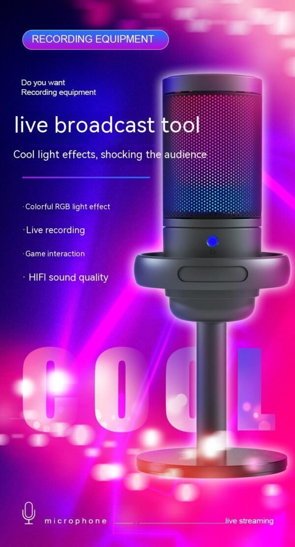Condenser Microphone RGB Colorful Live Broadcast Wired Microphone - Image 3