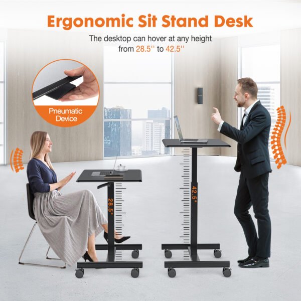 Adjustable Rolling Desk Laptop Computer Cart For Home  Office  Classroom Overbed Table - Image 6