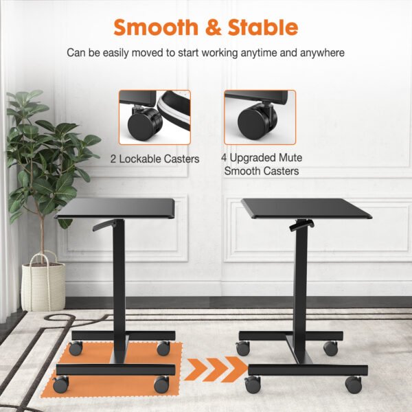 Adjustable Rolling Desk Laptop Computer Cart For Home  Office  Classroom Overbed Table - Image 4