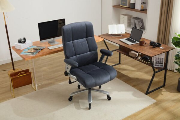 Big And Tall Office Chair 500lbs With Adjustable Lumbar Support, Fabric Executive Computer Chair With 2D Flip-up Armrests, Ergonomic Chair Quiet Rubber Wheels, Extra Wide Seat, Adjustable Headrest - Image 8