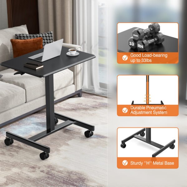 Adjustable Rolling Desk Laptop Computer Cart For Home  Office  Classroom Overbed Table - Image 10