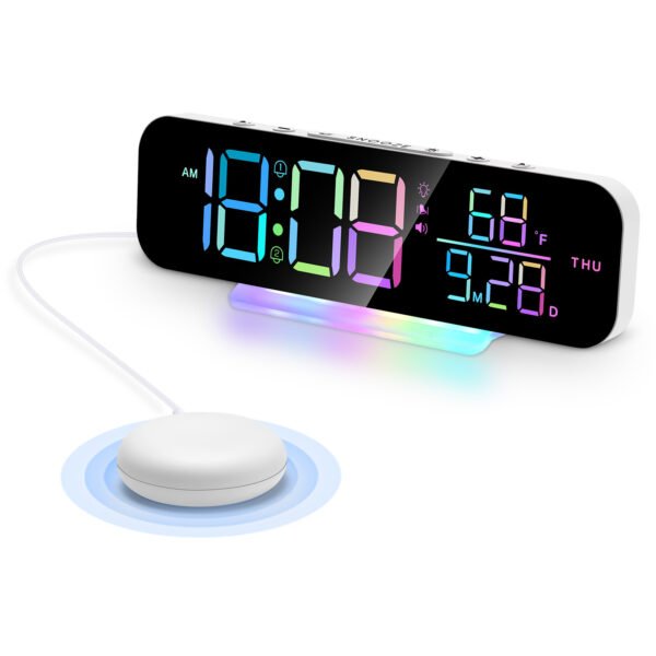 LED Digital RGB Magic Color Desk Clock With Vibration - Image 7
