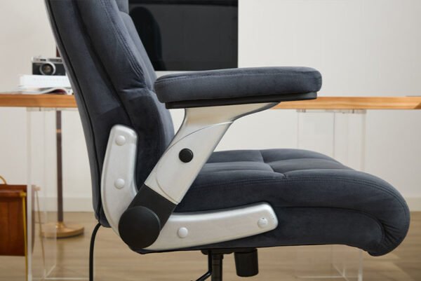 Big And Tall Office Chair 500lbs With Adjustable Lumbar Support, Fabric Executive Computer Chair With 2D Flip-up Armrests, Ergonomic Chair Quiet Rubber Wheels, Extra Wide Seat, Adjustable Headrest - Image 10