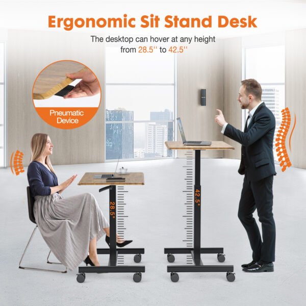Adjustable Rolling Desk Laptop Computer Cart For Home  Office  Classroom Overbed Table - Image 5