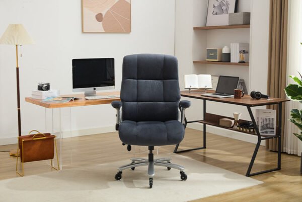 Big And Tall Office Chair 500lbs With Adjustable Lumbar Support, Fabric Executive Computer Chair With 2D Flip-up Armrests, Ergonomic Chair Quiet Rubber Wheels, Extra Wide Seat, Adjustable Headrest - Image 4