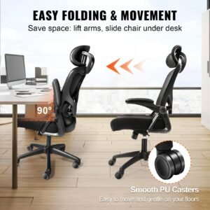 VEVOR Office Chair With Adjustable Lumbar Support, High Back Ergonomic Desk Chair With Adjustable Headrest, Ergonomic Office Chair Backrest With 2D Armrest, Computer Chair For Home, Office