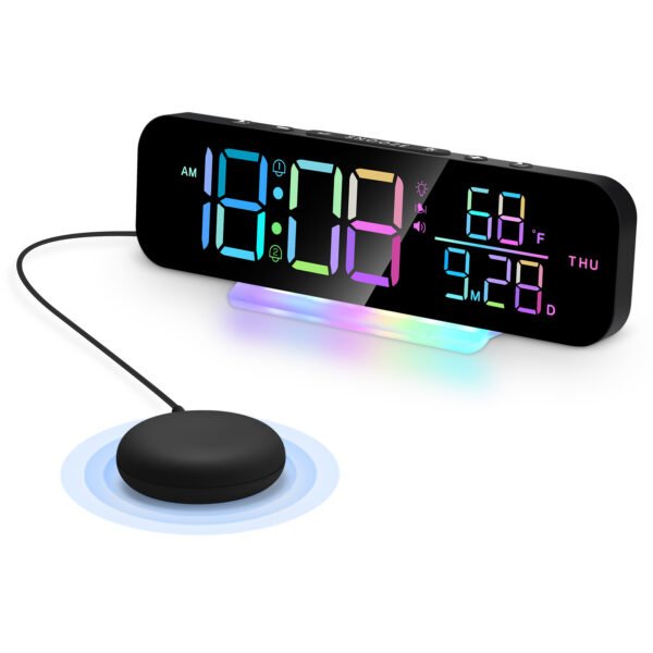 LED Digital RGB Magic Color Desk Clock With Vibration - Image 5
